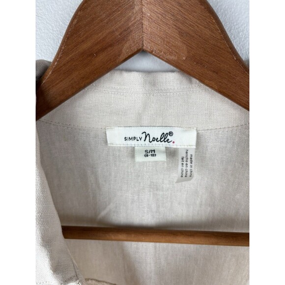 Simply Noelle Jacket Women S/M 8-10 Beige Linen Lace Ruffle Hem Rivet Button - Picture 6 of 13
